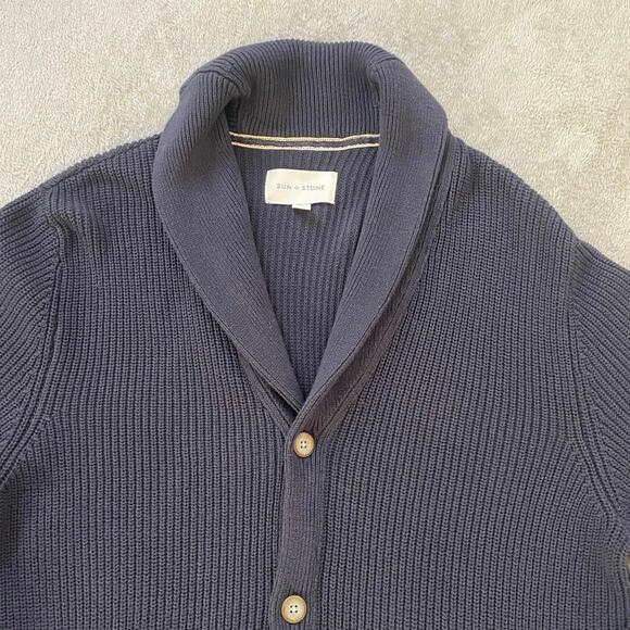 Sun + Stone Alvin Shawl Neck Cardigan Sweater Size XL Fishermen Academia Preppy - Picture 3 of 9